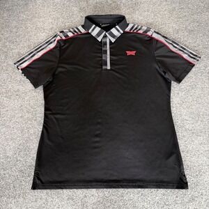 PXG Parsons Xtreme Golf Mens Plaid Performance Polo Shirt Black Large Casual